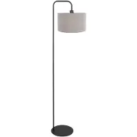 Mexlite Vloerlamp Stang 4779ZW zwart met grof grijs linnen kap