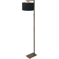 Steinhauer Bronzen vloerlamp Stang 4895BR met schakelaar en zwarte linnen kap