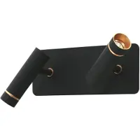 Mexlite Wandlamp Lumo 4851ZW - 2 lichts zwarte wandspot met subtiel goudaccent