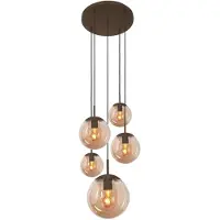 Steinhauer 5 Lichts Vide Hanglamp Bollique Cacao Met Amber Glas