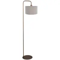 Mexlite Vloerlamp Stang 4787BR bronskleurig met grof grijs linnen kap