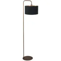 Mexlite Vloerlamp Stang 4784BR, bronskleurige vloerlamp met fijn linnen kap