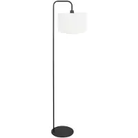 Mexlite Vloerlamp Stang 4778ZW zwart met grof wit linnen kap
