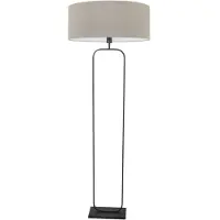 Steinhauer Vloerlamp Stang 4823ZW - zwart armatuur met grijs linnen kap
