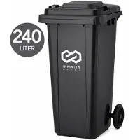 Infinity Goods Kliko 240L - Afvalcontainer - Rolcontainer - Kunststof Mini Container - Met Wielen - Grijs