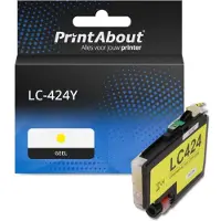 PrintAbout Inktcartridge LC-424Y Geel geschikt voor Brother