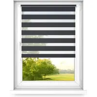 Time4blinds dag en nacht dubbel rolgordijn mini - raamrolgordijn dag en nacht - rolgordijn zonder boren - zonwering - rolgordijnen voor slaapkamers - 600x1400mm – Antraciet – Rechtszijdig