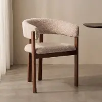 Label51 Osaka Eetkamerstoel - Creme - Geweven - Walnoot Houten Frame - Stoel - Normale eetkamerstoel