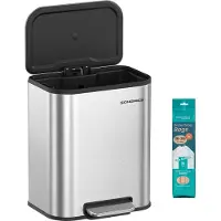 Songmics - Prullenbak - Pedaalemmer - Prullenbak - Deksel - 20 Liter - Softclose - Brede Antislip Pedaal