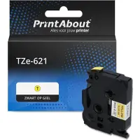 PrintAbout Huismerk vervangt Brother TZe-621 Tape Zwart op geel (9 mm)