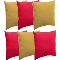 Hespéride Bank/sier/tuin kussens - binnen/buiten - set 6x stuks - geel/emerald groen - 40x40 cm