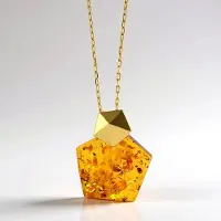 Cavill - Zilveren Halsketting - 925 Sterling Zilver Verguld - Cognac Baltische Barnsteen 5 ct - Fancy Slijpsel - Luxe Sieraden