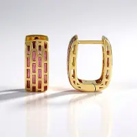 Cavill - Zilveren oorbellen - 925 Sterling Zilver, Verguld - Rechthoekige Oorknopjes 16 mm - Moderne, Elegante Dames Sieraden - Casual & Formeel