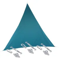Hespéride Premium kwaliteit schaduwdoek/zonnescherm Shae driehoek blauw 3 x 3 x 3 meter - inclusief bevestiging haken set