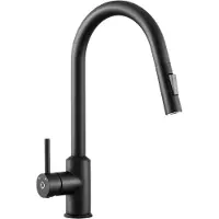 CECIPA MAX Luxe Keukenkraan Mat Zwart - Ronde Uitloop met Flexibele Handdouche - DVGW Gecertificeerd - RVS