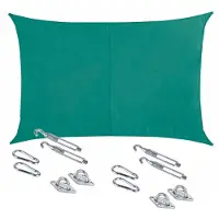 Merkloos Schaduwdoek/zonnescherm Curacao rechthoekig mint groen 3 x 4 meter met ophanghaken - Schaduwdoeken