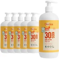 Derma Sun Kids - Zonnebrand SPF30 - 6 x 500 ml - Waterbestendig - UVA en UVB Bescherming - Parfumvrij - Met Aloe Vera en Vitamine E - AllergyCertified