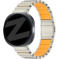 Bandz Titanium 'Hybrid' bandje geschikt voor Samsung Galaxy Watch 9 (40/44mm) / Watch 8 (40/44mm) / 8 Classic (46mm) - Titanium/Oranje