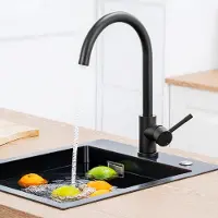 CECIPA MAX Mengkraan Keuken - Hoge Uitloop C-Vorm - 360 Graden Draaibaar - Waterbesparend met Afneembare Perlator - Zwart