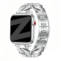 Bandz Diamond 'Chain' stalen bandje geschikt voor Apple Watch 1/2/3/4/5/6/7/8/9/10/11/SE/SE2/SE3 - Maat: 38/40/41/42mm Zilver