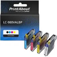 PrintAbout Inktcartridge LC-980VALBP 4-kleuren Multipack geschikt voor Brother