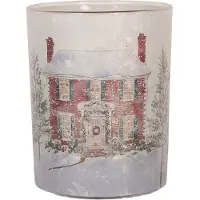 Clayre & Eef Waxinelichthouder Ø 10x13 cm Wit Glas Kerst