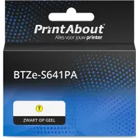 PrintAbout Tape BTZe-S641PA Zwart op geel (18 mm) geschikt voor Brother