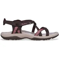 SKECHERS Dames Chocolade Reggae Slim Sun Array Sandalen (37), Bruin, Plat, Klittenband, Casual, Strandkleding 163115
