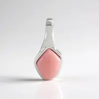 Cavill - Zilveren hanger 925 sterling met 1,35 ct roze opaal fancy cabochon uit Peru - rhodium plated - Monosono collectie - modern geometrisch design