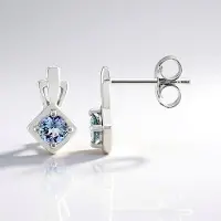 Cavill - Zilveren Oorbellen - 925 Sterling Zilver Gerhodineerd - Onverhitte Ronde Tanzanieten 0,51ct - Elegant Blauw - Luxe Sieraad