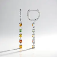 Cavill - Zilveren Oorbellen met 1,158 Ct Madagaskar Saffieren & Pavé Zirkonia - 925 Sterling Zilver Geplatineerd - Elegante, Ronde 40mm Luxe Sieraden