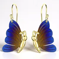 Cavill - Vlinderoorbellen - Verguld Titanium & 925 Zilver - Emaillen Blauw - Lichtgewicht en Elegant - Huidvriendelijk, Stijlvolle Dames Oorbellen