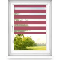 Time4blinds - Dubbele Rolgordijnen Zonder Boren - Zebra-Rolgordijnen voor Ramen en Deuren - om te Plakken, met Aluminium Cassette, Lichtdoorlatende Stof - Rood , 1600x800, Links