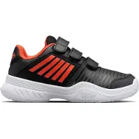 K-swiss Tennisschoen Kids Court Express Strap Omni Jet Black Spicy Orange White-Schoenmaat 28 (UK 10)