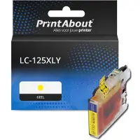 PrintAbout Huismerk vervangt Brother LC-125XLY Inktcartridge Geel Hoge capaciteit