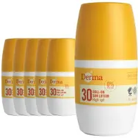Derma Sun - Zonnebrand Roll-on SPF30 - 6 x 50 ml - Waterbestendige Zonnebrand - UVA en UVB Bescherming - Parfumvrij - AllergyCertified