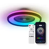 FlinQ LumiFan Ø50 cm Smart Plafondventilator met Verlichting - Lamp met 16 Miljoen Kleuren - Ventilator voor aan het Plafond - Ideaal voor op de Slaapkamer - Bestuurbaar met App of Afstandsbediening