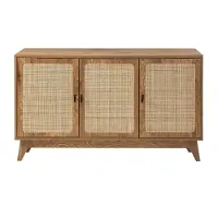 CALICOSY Dressoir 3-deurs met gevlochten rotan in naturel, l120 cm alia