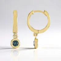 Cavill - 925 Sterling Zilver Verzilverd Oorbellen - 0,18 Ct Blauwe Diamanten I2 - Ronde Briljant Prong Zetting - 18 mm - Elegant & Stijlvol Sieraad