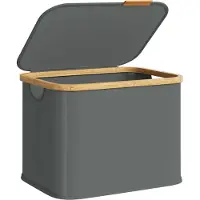 Songmics - Wasmand - Wasmand met Deksel - Opvouwbaar Oxford Stof - Bamboe Frame - Voor Wasruimte Slaapkamer Woonkamer