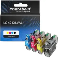 PrintAbout Inktcartridge LC-421XLVAL 4-kleuren Multipack Hoge capaciteit geschikt voor Brother