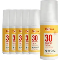 Derma Sun - Zonnebrandspray SPF30 - 6 x 150 ml - Waterbestendige - UVA en UVB Bescherming - Met Aloe Vera en Vitamine E - Parfumvrij - AllergyCertified