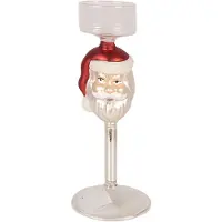 Clayre & Eef Waxinelichthouder Ø 7x20 cm Transparant Glas Kerstman