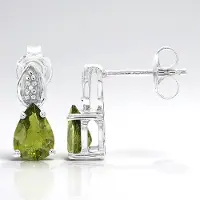 Cavill - 925 Sterling Zilveren Oorbellen - Platina Verguld - 1,2 ct Peervormige Groene Koper Toermalijn uit Mozambique - Moderne Elegante Sieraden
