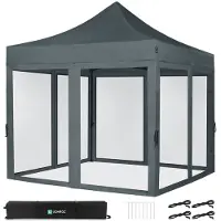 Vonroc Partytent - 3x3m - Premium easy-up Partytent | Set incl. Muggennet zijwanden - Grijs