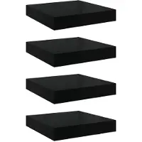 vidaXL Wandschappen zwevend 4 st 23x23,5x3,8 cm MDF hoogglans zwart