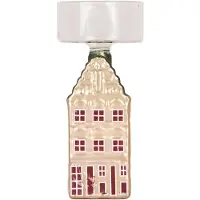 Clayre & Eef Waxinelichthouder 5x5x12 cm Zilverkleurig Glas