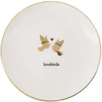 Zusss Gebaksbordje Lovebirds Keramiek White / Gold