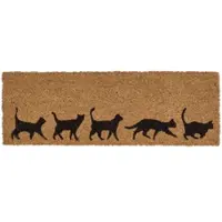 Homescapes Antislip Kokosnoot Deurmat met Kattenmotief, 25 x 75 cm