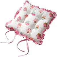 Homescapes Ruffelkussen Omkeerbaar stoelkussen met strikjes Cupcakes